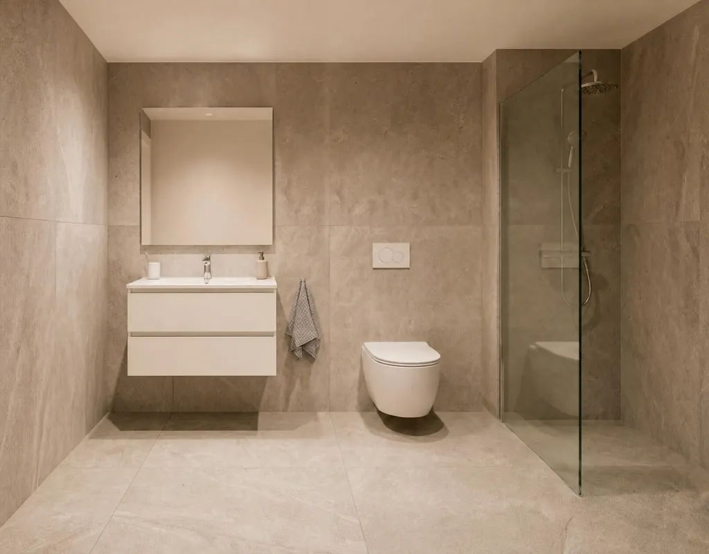 Render de un baño de una de las viviendas